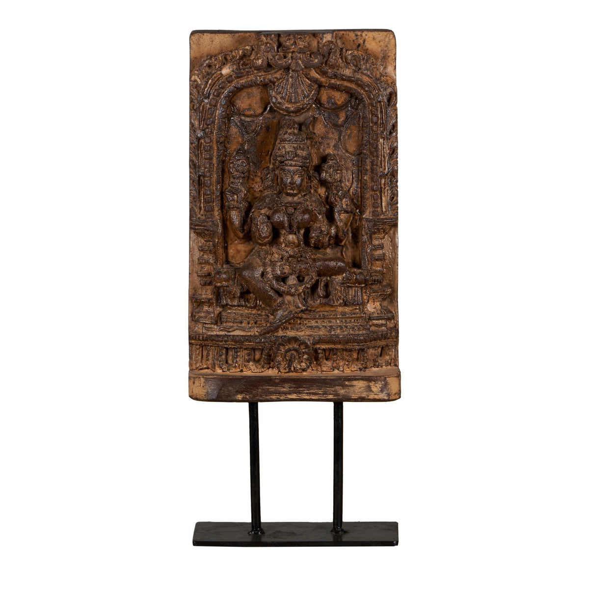 Hand-Carved Laxmi Wood Relief Panel by Studio Vastu