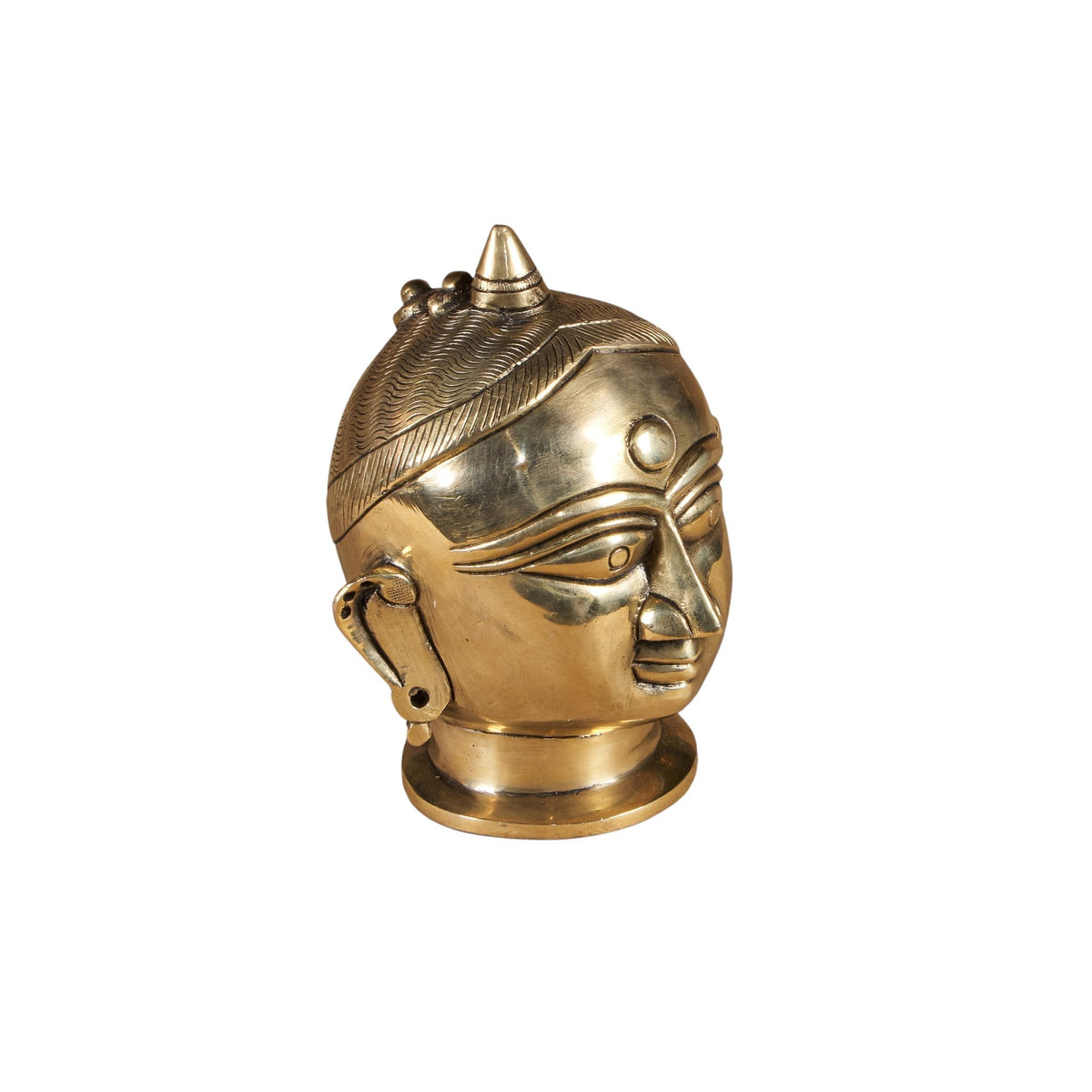 Hand-Cast Brass Folk Head Sculpture by Studio Vastu