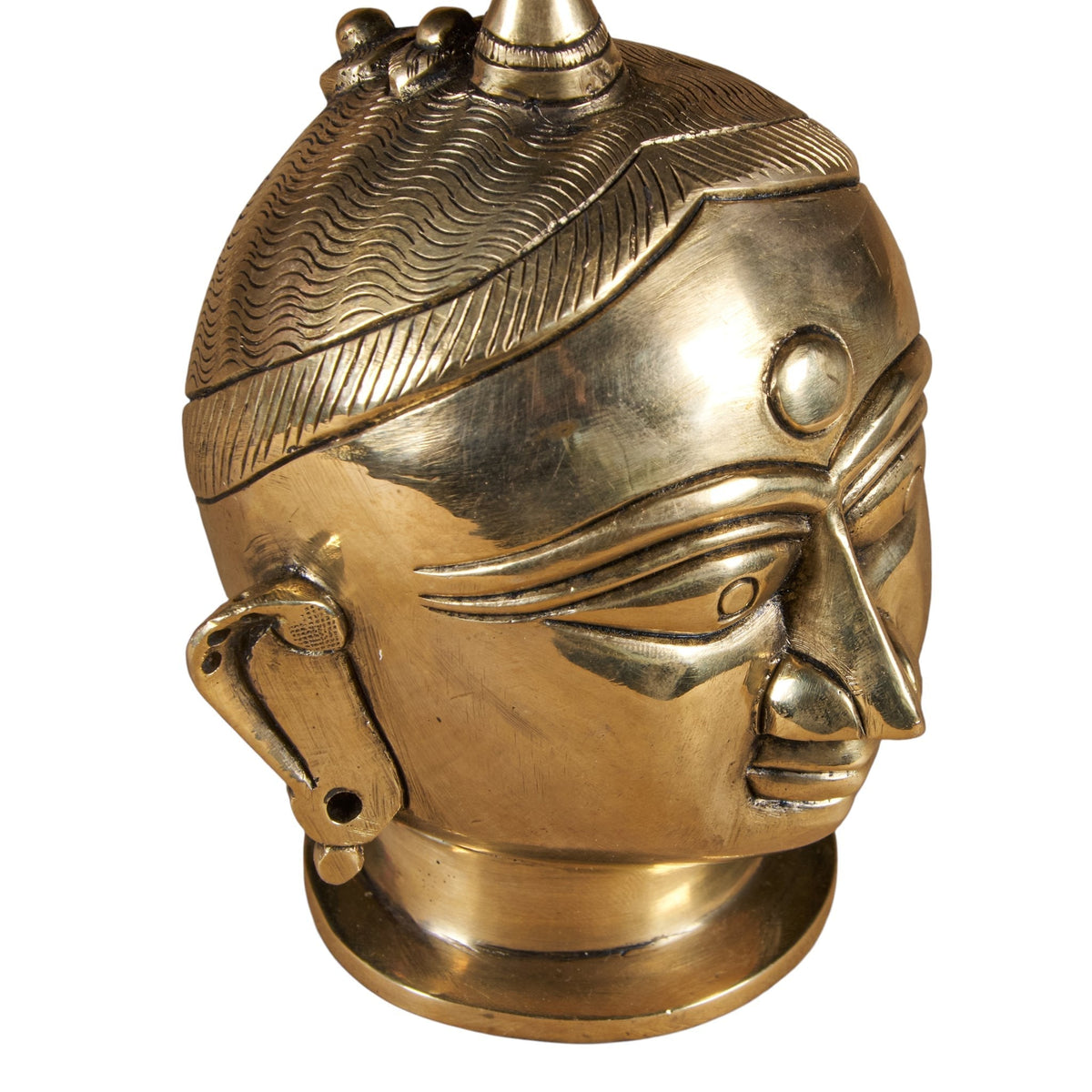 Hand-Cast Brass Folk Head Sculpture by Studio Vastu
