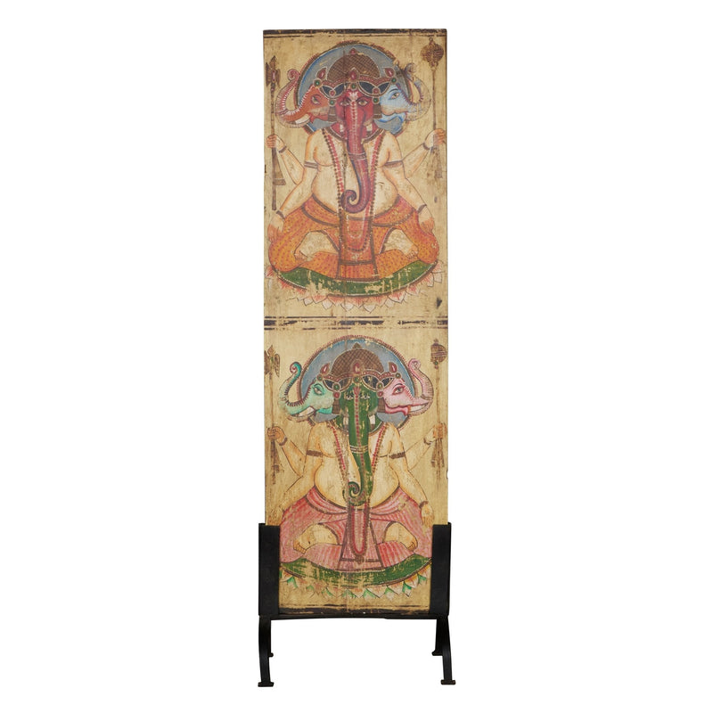 Hand-Painted Ganesha Wood Panel by Studio Vastu