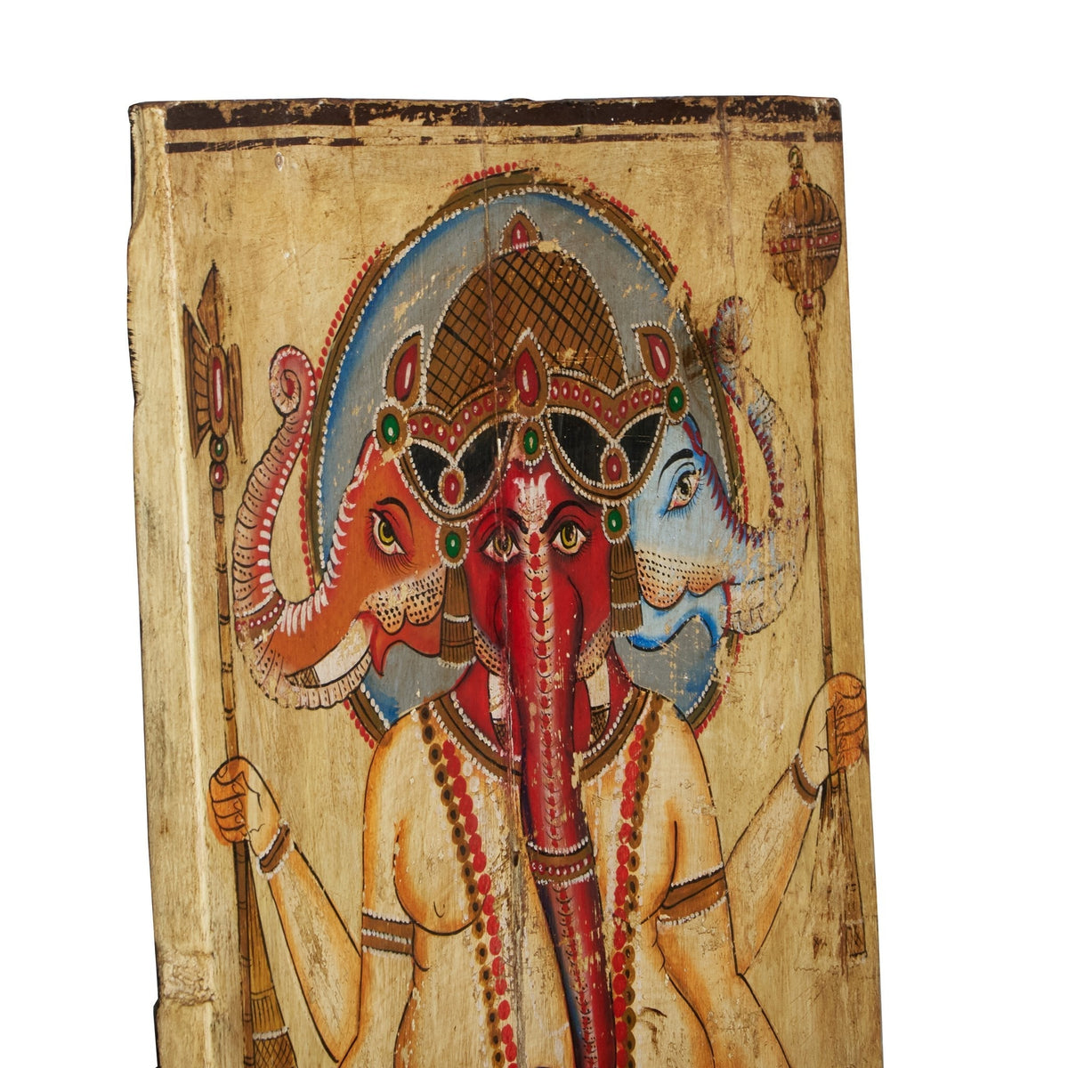 Hand-Painted Ganesha Wood Panel by Studio Vastu