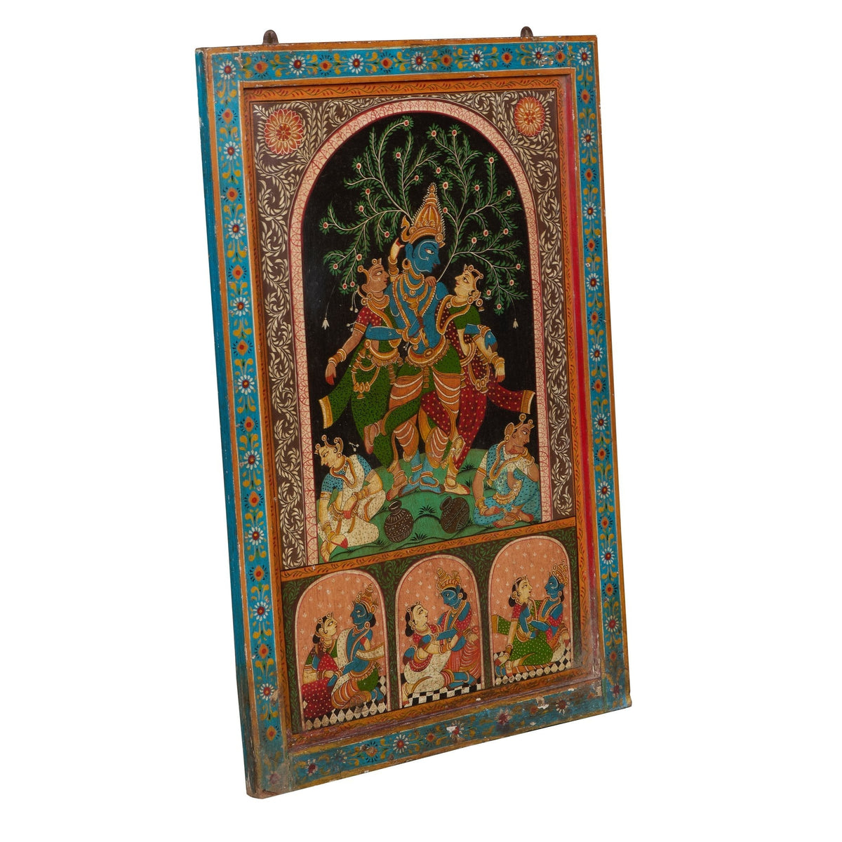 Hand-Painted Krishna and Gopis Wall Panel by Studio Vastu