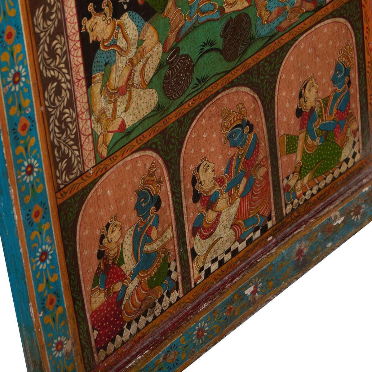 Hand-Painted Krishna and Gopis Wall Panel by Studio Vastu
