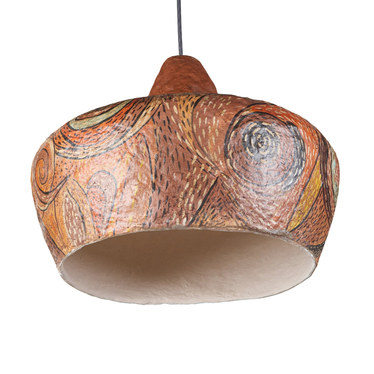 Hand-Painted Paper Mache Pendant Light by Studio Vastu