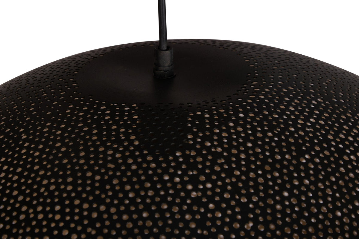 Hand-Punched Black Iron Dome Pendant by Studio Vastu