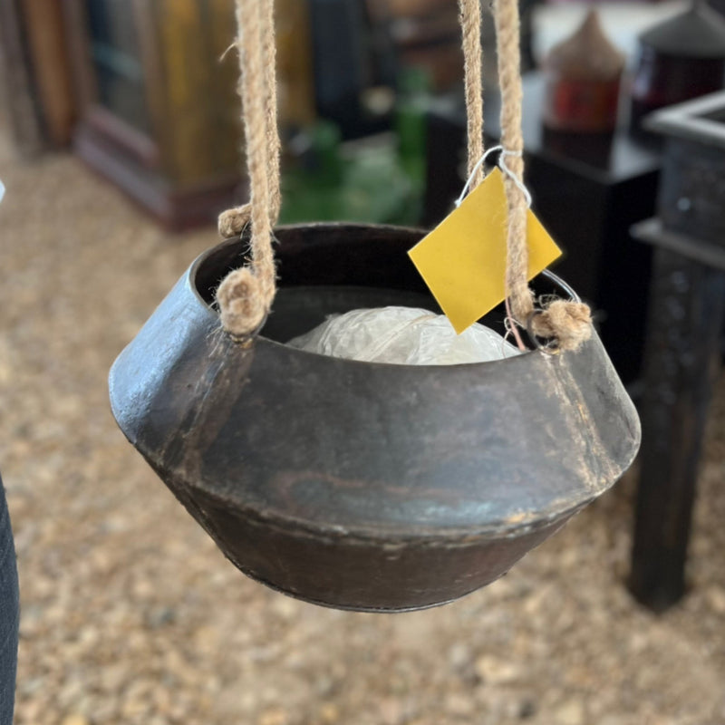 Hanging Metal Vessel Planter by Studio Vastu