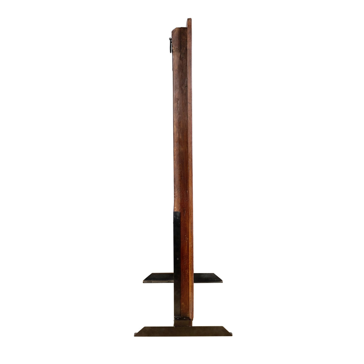 Iron-Studded Carved Wood Floor Mirror by Studio Vastu