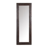 Leaf Motif Carved Wood Mirror by Studio Vastu