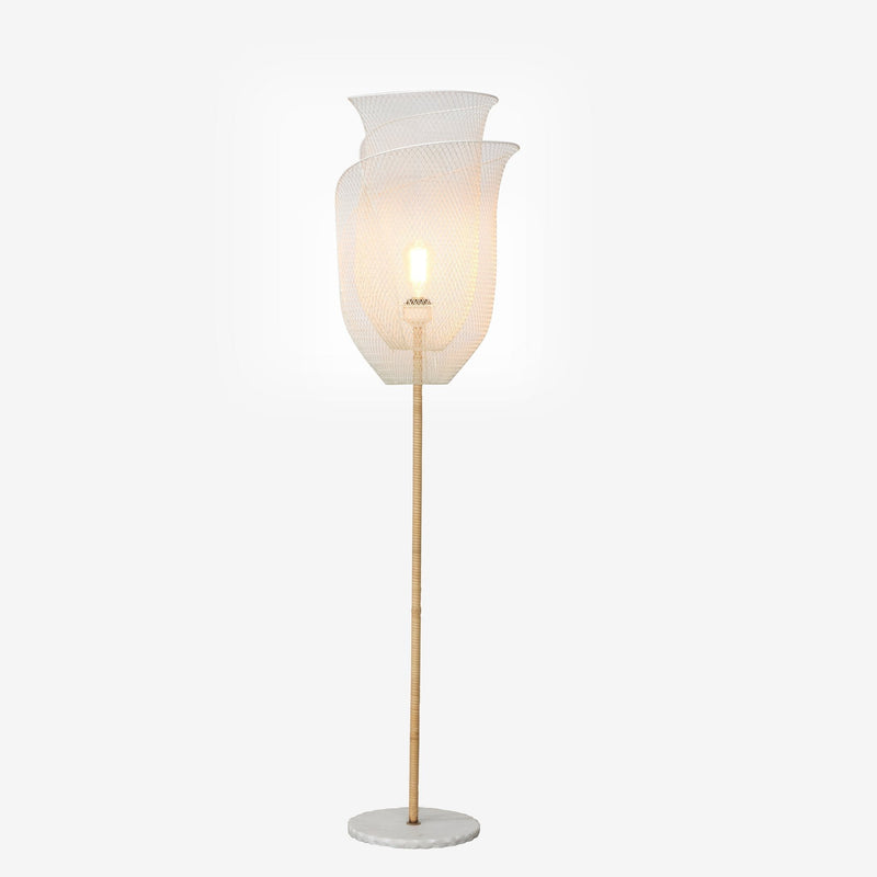 Lily Petal Cane & Marble Floor Lamp by Studio Vastu