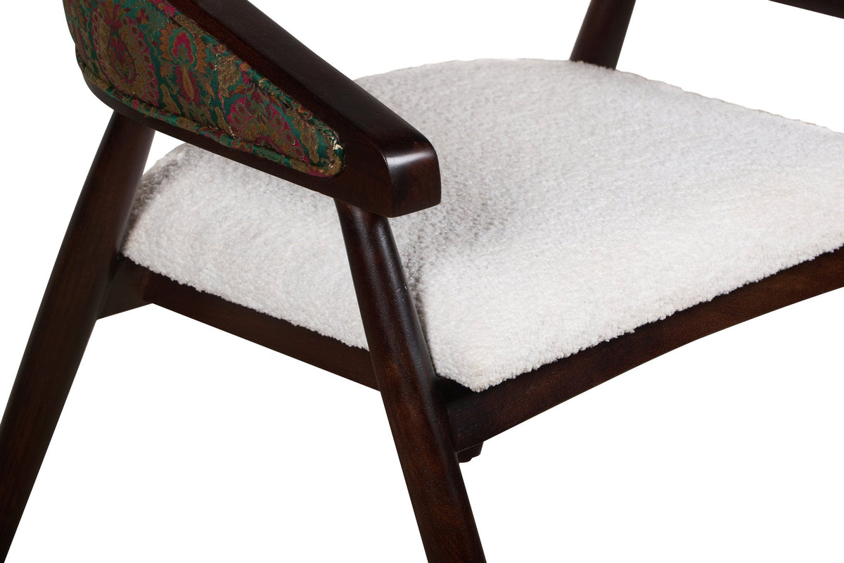 Mango Wood Bouclé and Tapestry Chair by Studio Vastu