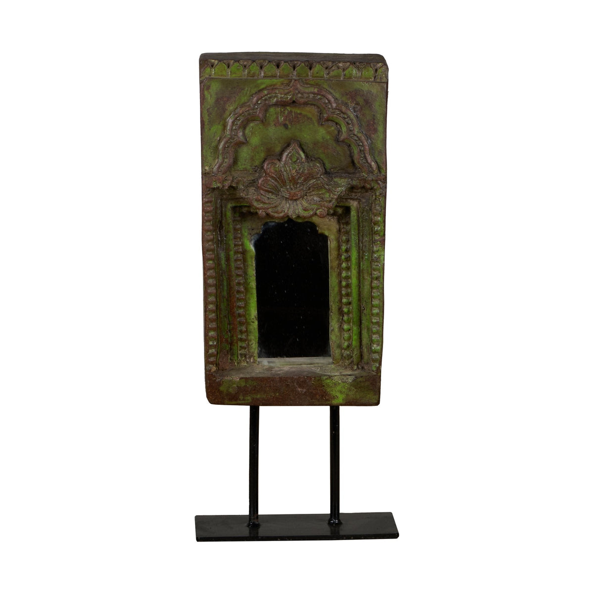 Moss Green Vintage Jharokha-Style Accent Mirrored Accent Set by Studio Vastu