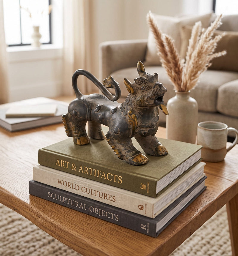 Mythological Brass Lion Figurine by Studio Vastu