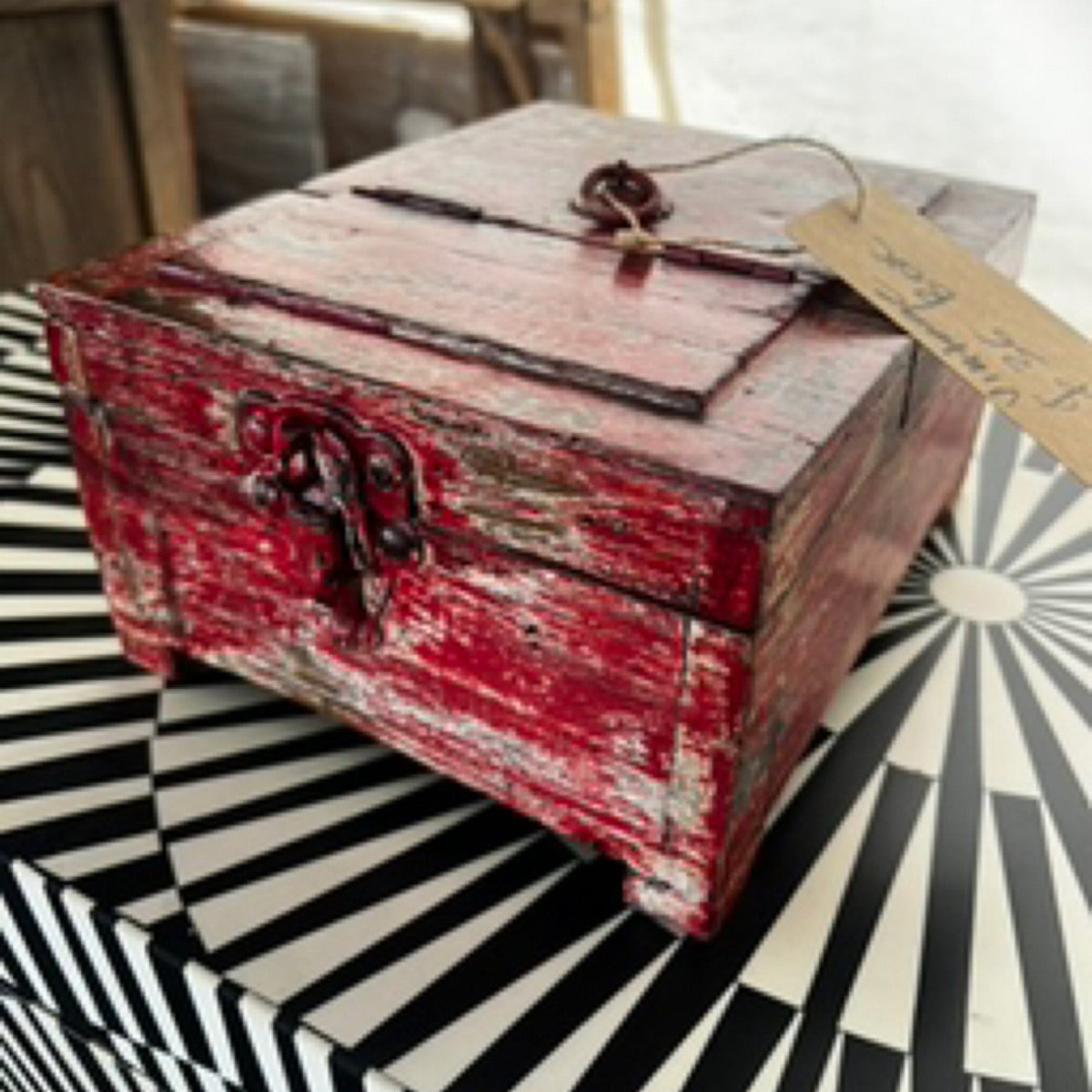 Painted Red Wooden Keepsake Box by Studio Vastu