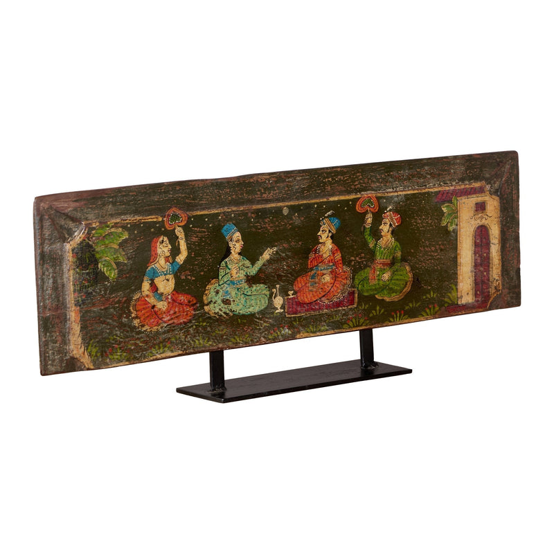 Painted Royal Court Wood Panel on Stand by Studio Vastu