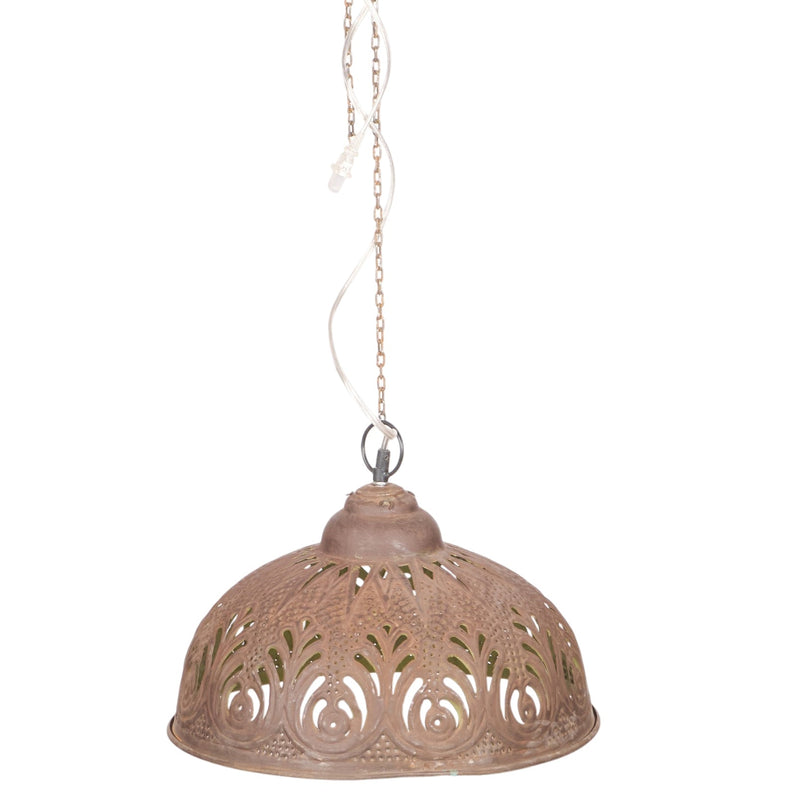 Patinated Copper Pierced Dome Pendant by Studio Vastu