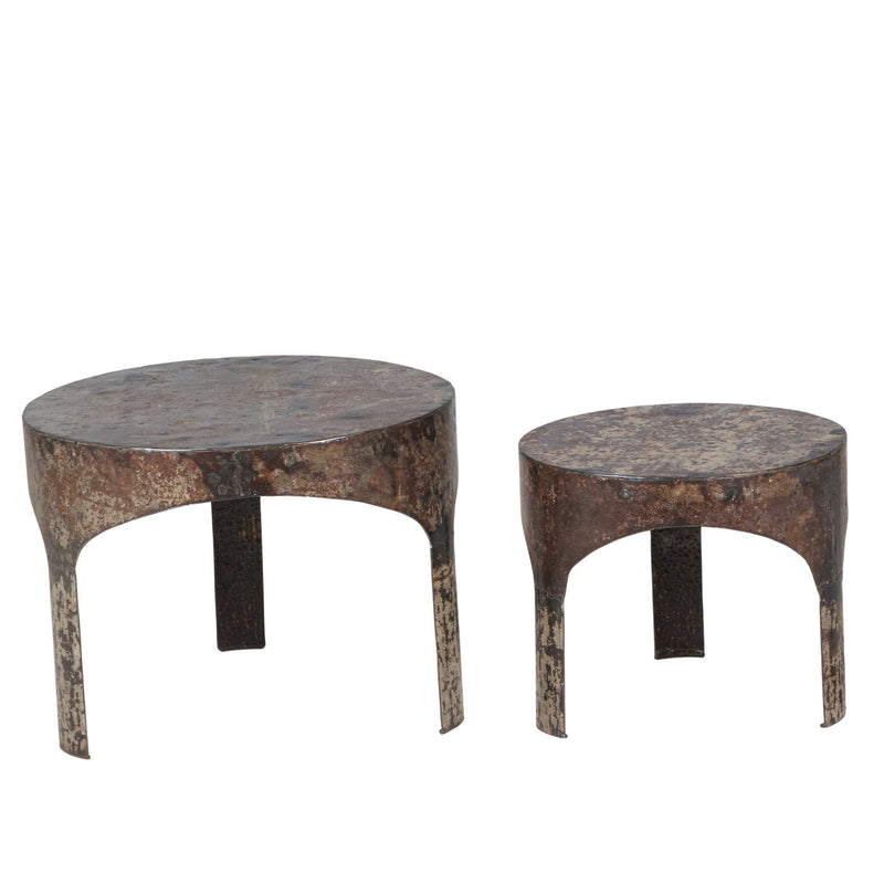 Patinated Iron Nesting Side Tables by Studio Vastu