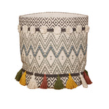 Patterned Cotton Tassel Basket by Studio Vastu