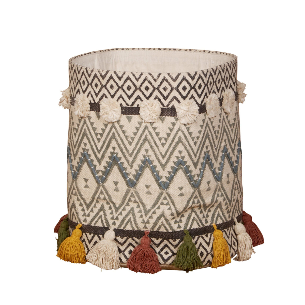 Patterned Cotton Tassel Basket by Studio Vastu