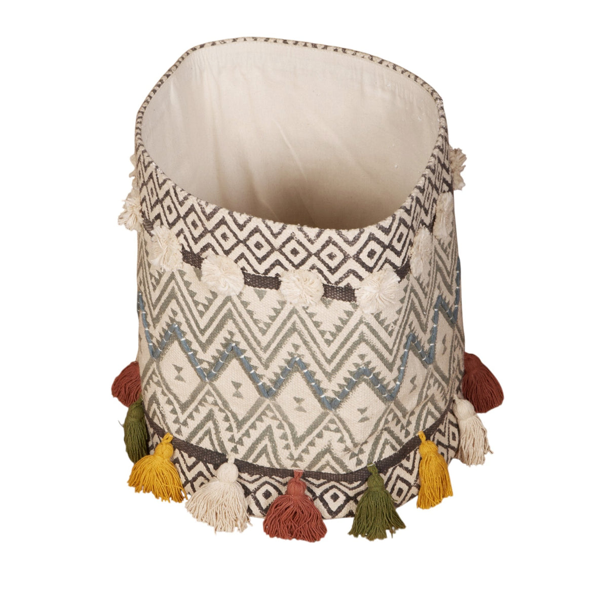 Patterned Cotton Tassel Basket by Studio Vastu
