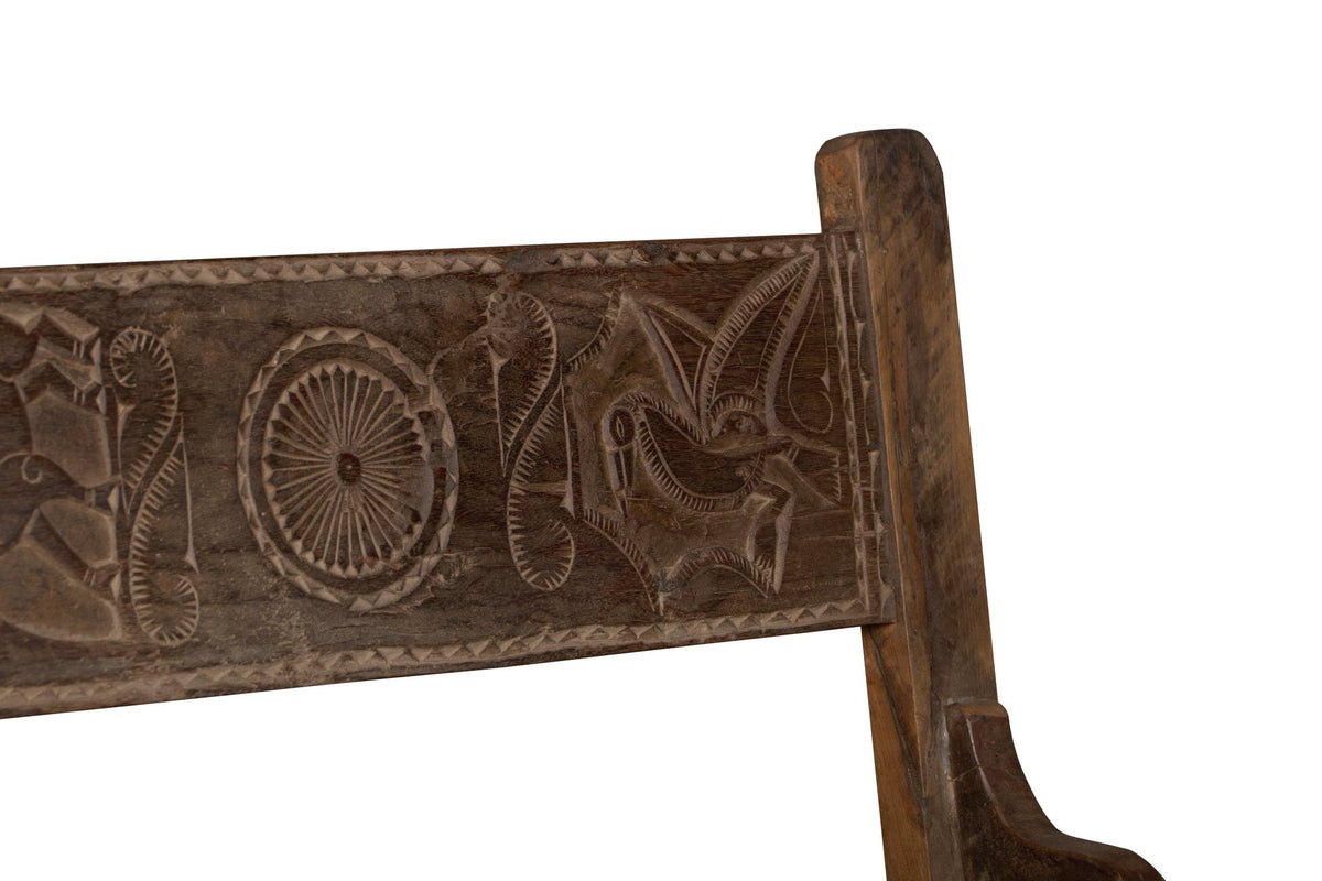 Peacock Motif Teak Haveli Bench by Studio Vastu