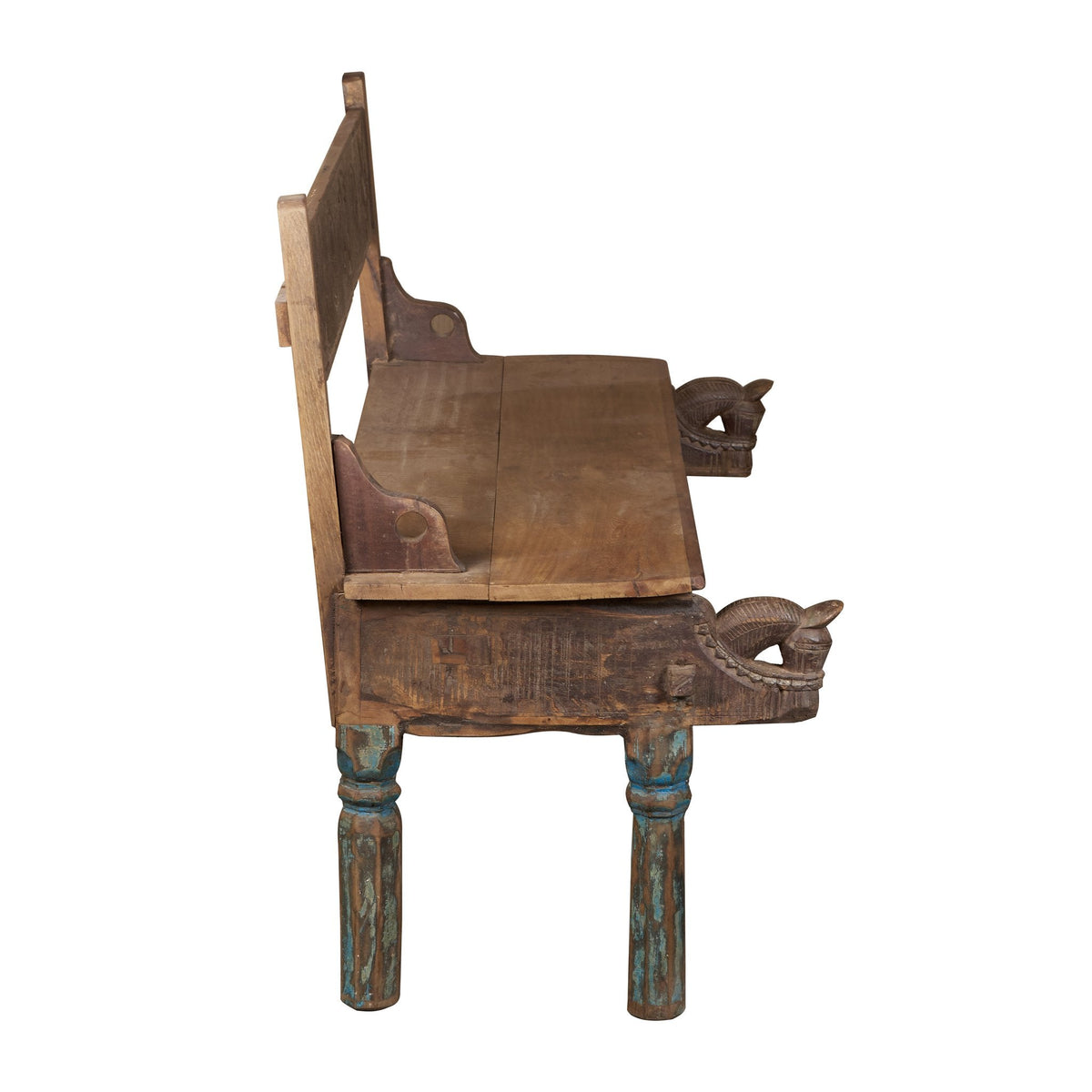Peacock Motif Teak Haveli Bench by Studio Vastu
