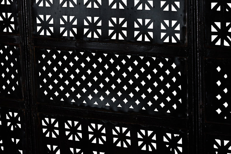 Perforated Black Iron 3-Panel Screen by Studio Vastu