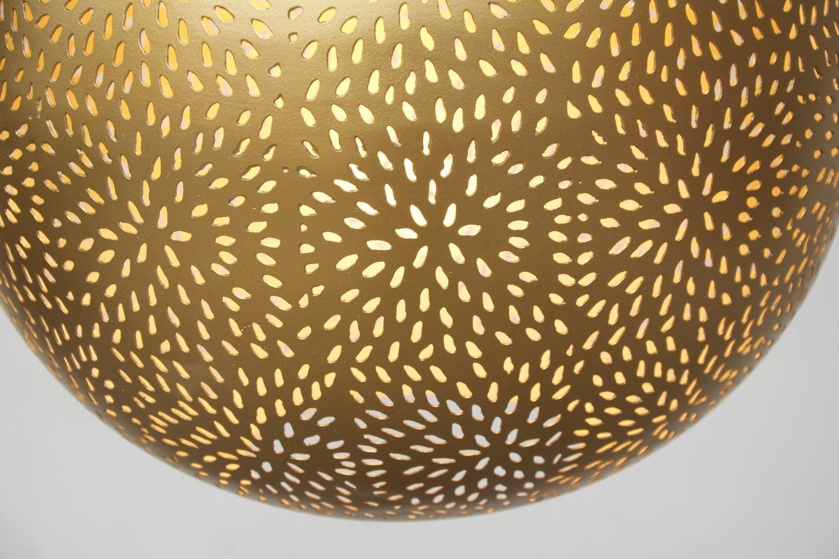 Perforated Brass-Finish Steel Orb Pendant by Studio Vastu