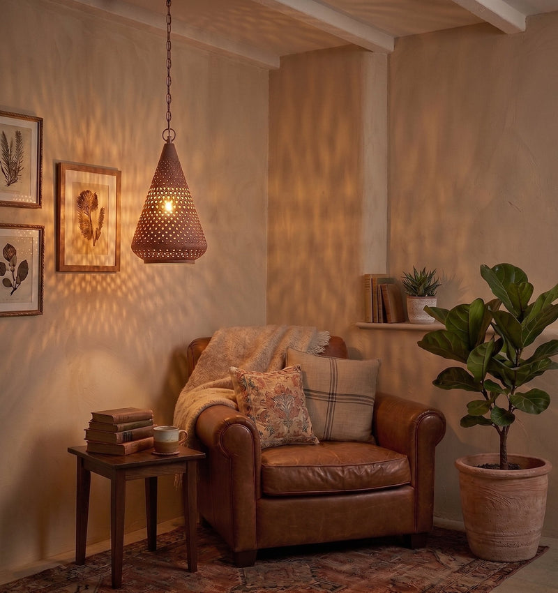 Perforated Metal Cone Pendant Light by Studio Vastu