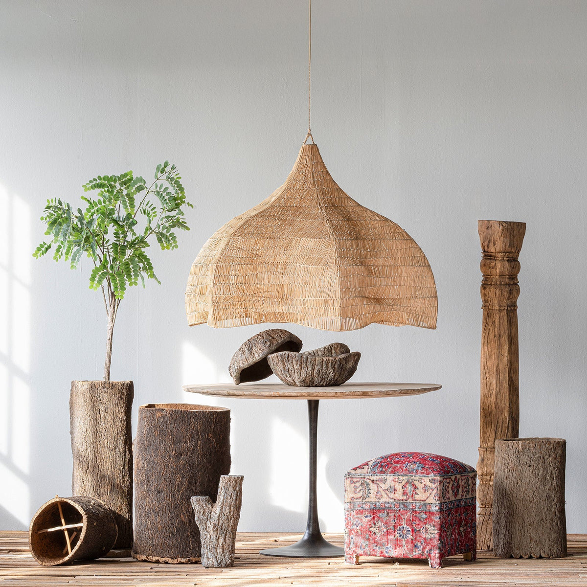 Raffia Weave Tulip Lamp Shade by Studio Vastu