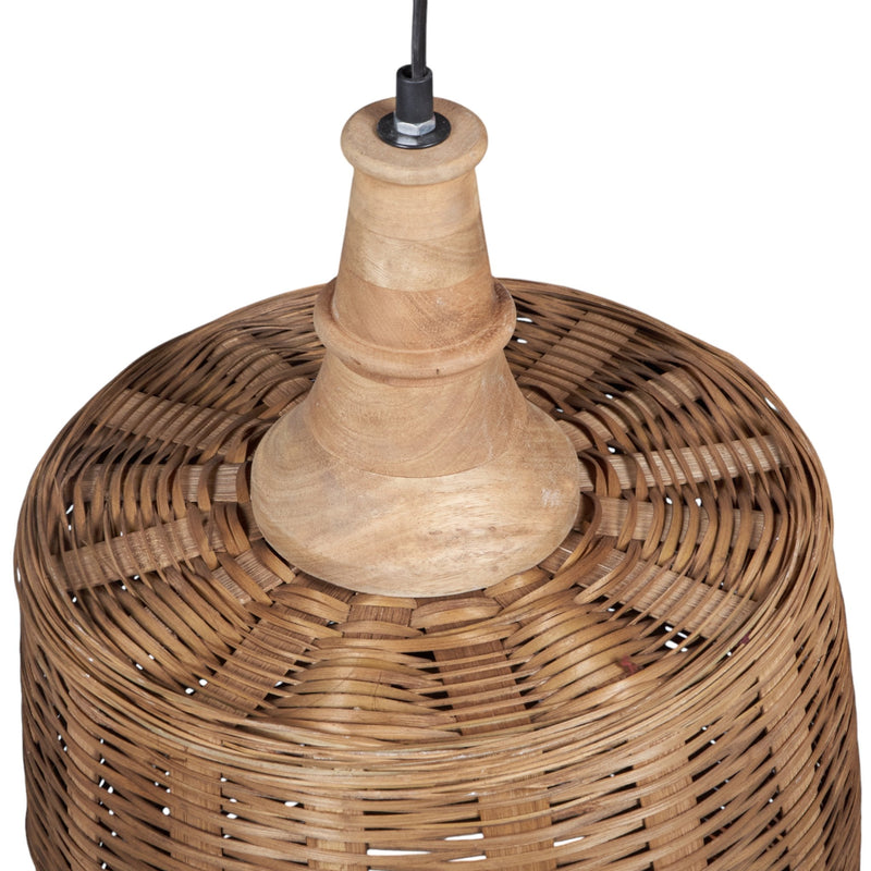 Rattan and Mango Wood Pendant Light by Studio Vastu
