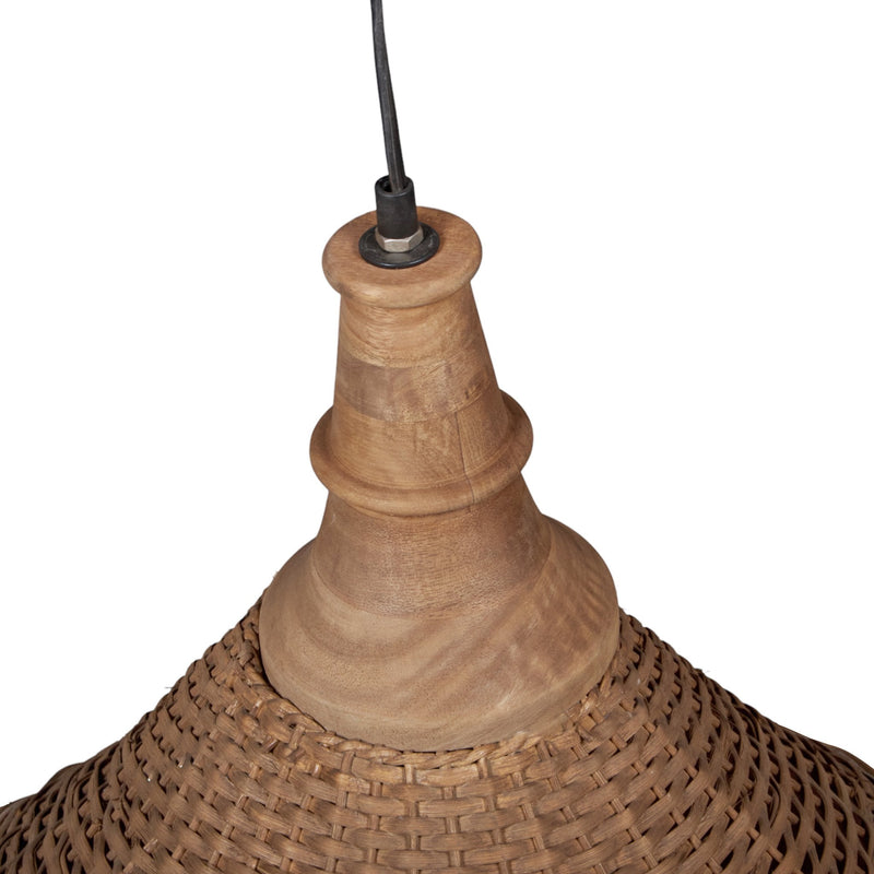 Rattan and Mango Wood Pendant Light by Studio Vastu