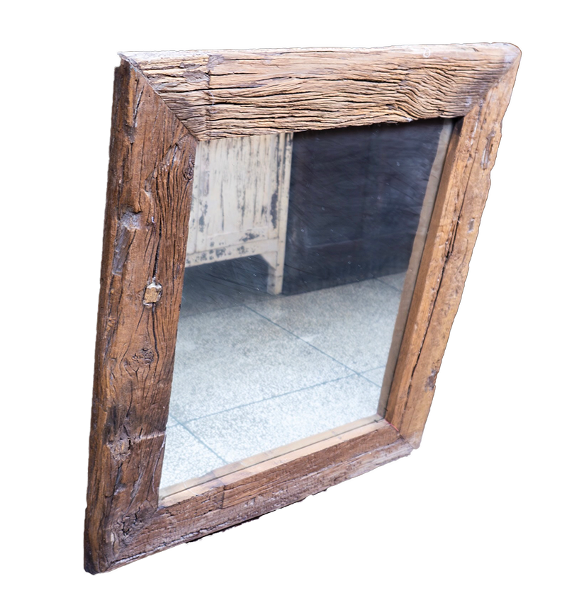 Reclaimed Sleeper Wood Wall Mirror by Studio Vastu
