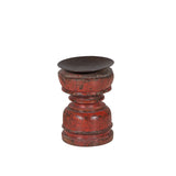 Red Lacquered Hand-Turned Candle Stand by Studio Vastu