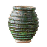 Ribbed Green Clay Oil Jar, Medium by Studio Vastu