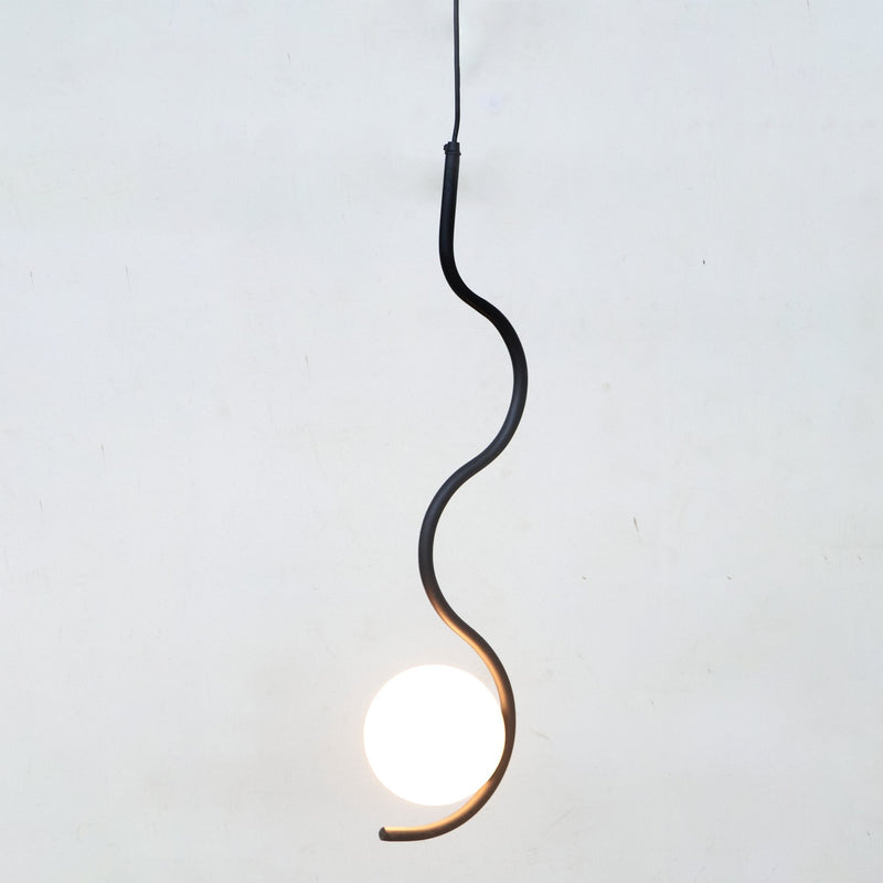 Serpentine Black Metal Opal Globe Pendant by Studio Vastu