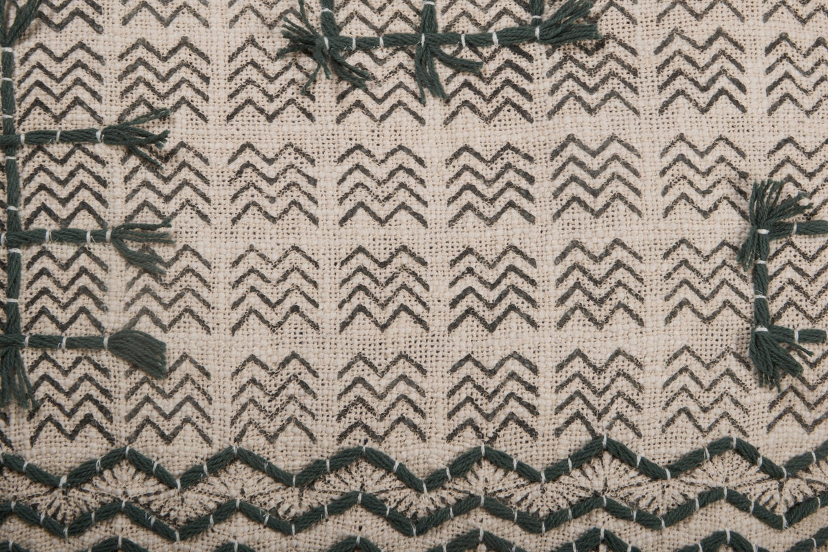 Slate Chevron Tufted Cotton Cushion Cover by Studio Vastu