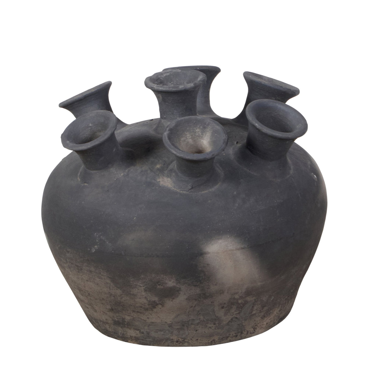 Smoked Charcoal Multi-Spout Clay Vase by Studio Vastu