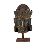 Stone Deity Head on Iron Stand by Studio Vastu