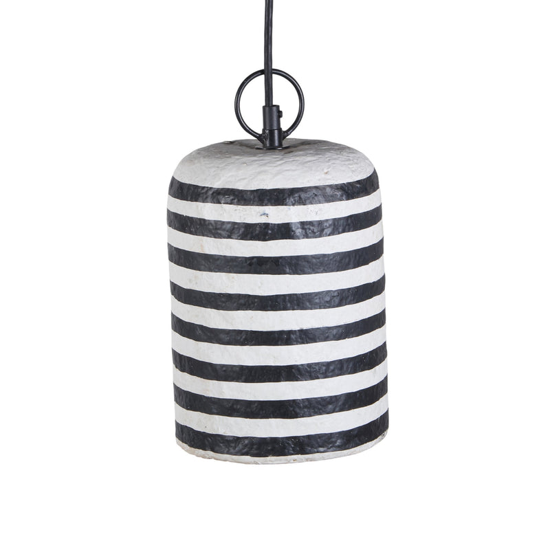 Striped Paper Mache Cylinder Pendant by Studio Vastu