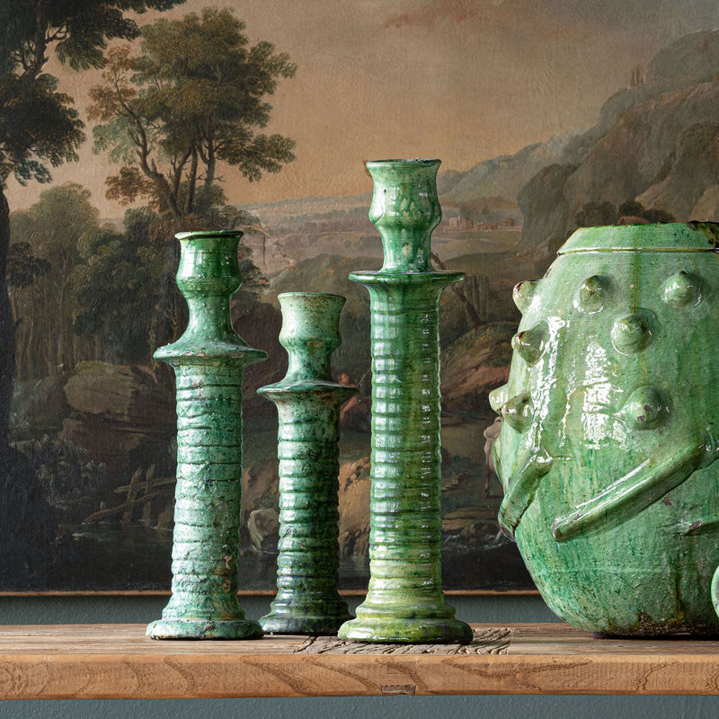 Tamegroute Green Clay Candle Stand by Studio Vastu