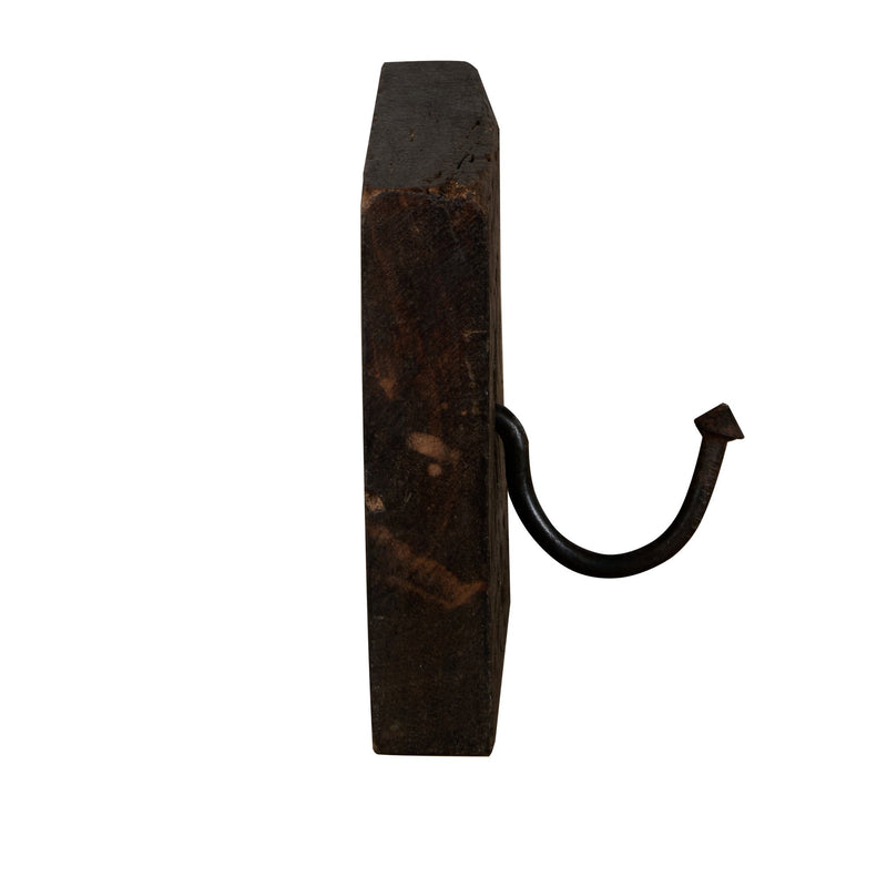 Teak and Iron Wall Hook Set by Studio Vastu