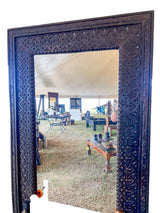 Teak Carved Black Frame Mirror by Studio Vastu