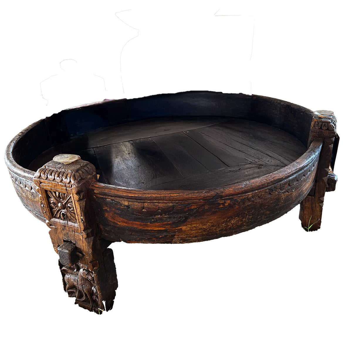 Teak Grinding Mill Coffee Table by Studio Vastu