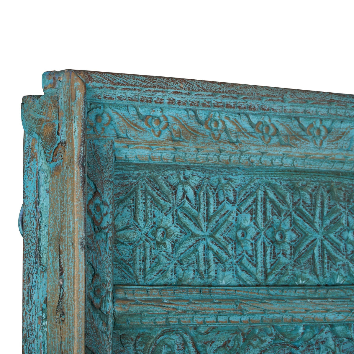 Teal Wood Jharokha Arch Floor Mirror by Studio Vastu