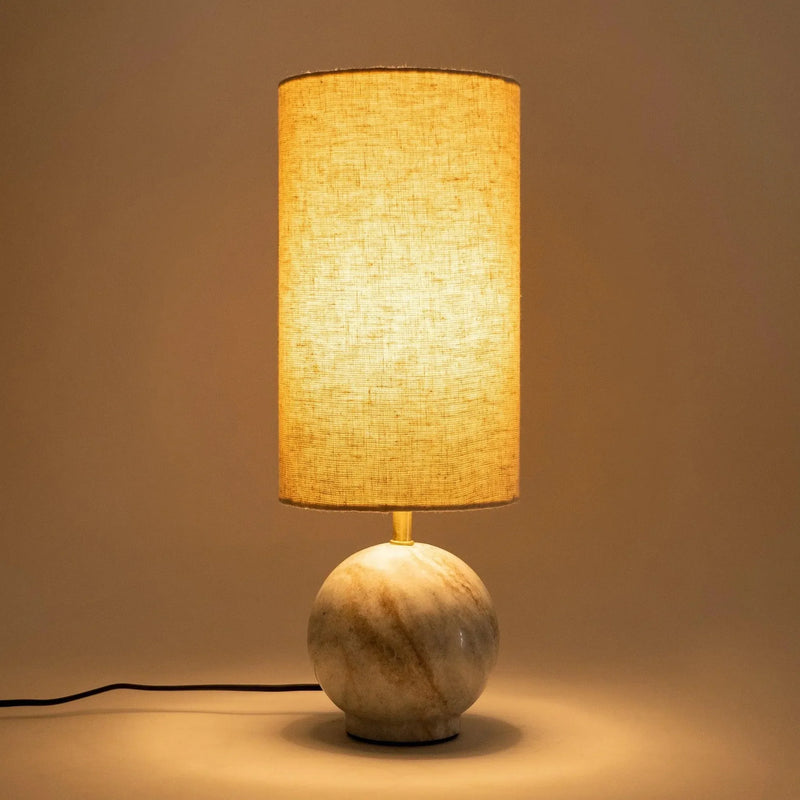 Torronto Marble Orb Linen Table Lamp by Studio Vastu