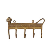 Tribal Brass Animal 5-Hook Wall Rack by Studio Vastu