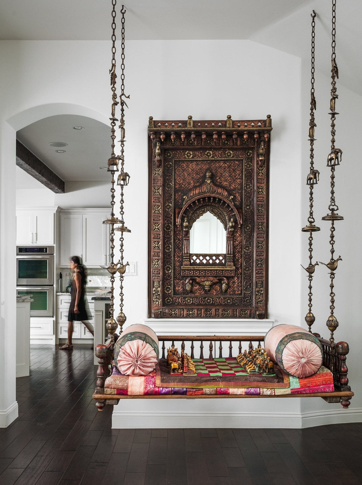 Turned Teak Spindle Jhula Swing by Studio Vastu