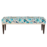 Turquoise Floral Embroidered Cotton Bench by Studio Vastu