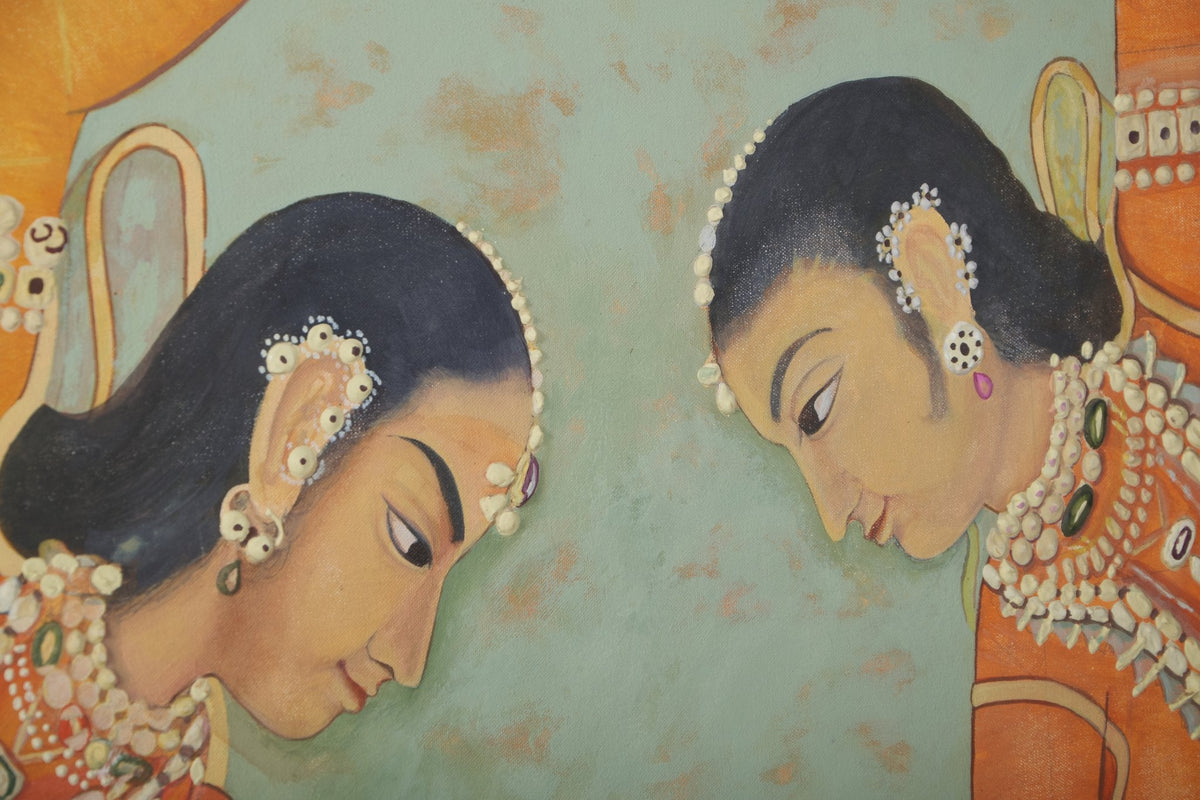 Two Sisters Dancing Wood and Canvas Wall Art