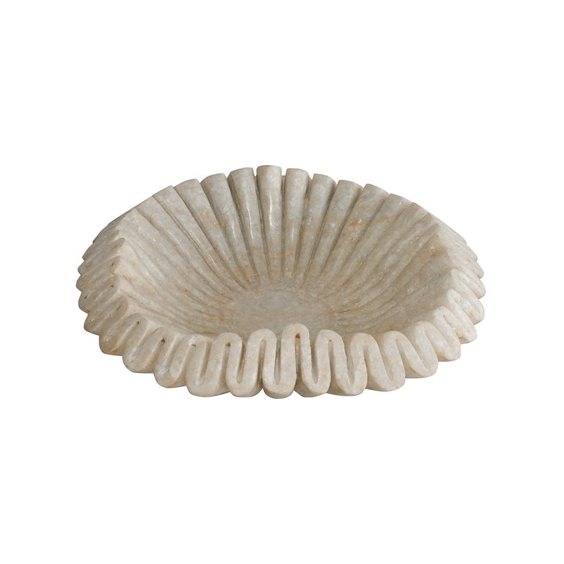 White Marble Ruffled Context Bowl Small by Studio Vastu